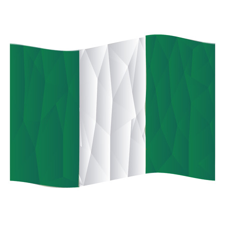Isolated nigerian flag on a white background. Low Poly vector illustrationのイラスト素材