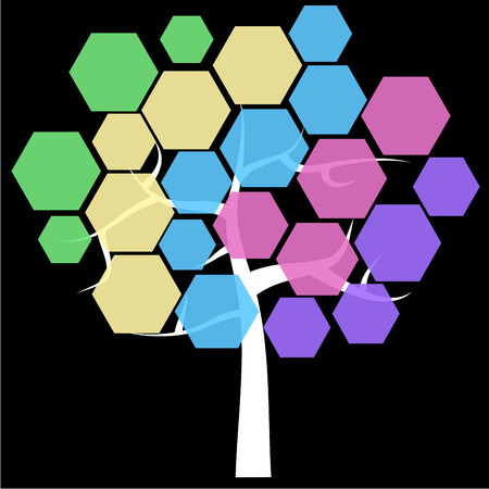 Isolated abstract tree on a colored background. Vector illustrationのイラスト素材