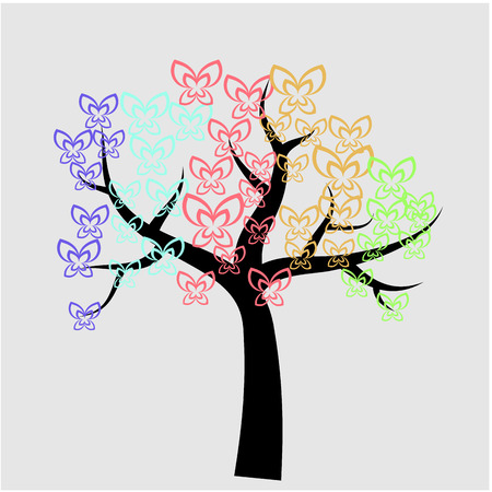 Isolated abstract tree on a colored background. Vector illustrationのイラスト素材
