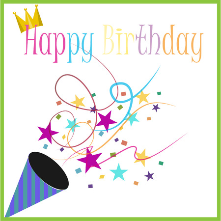 White background with a lot of birthday elements. Vector illustrationのイラスト素材