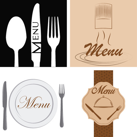 Set of menu designs with text and elements. Vector illustrationのイラスト素材