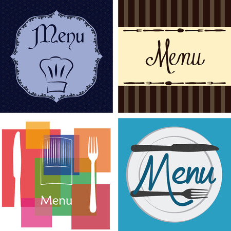 Set of menu designs with text and elements. Vector illustrationのイラスト素材