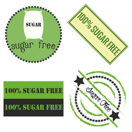 Set of labels with text for sugar free products. Vector illustrationのイラスト素材