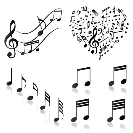 Group of musical notes on a white background. Vector illustrationのイラスト素材