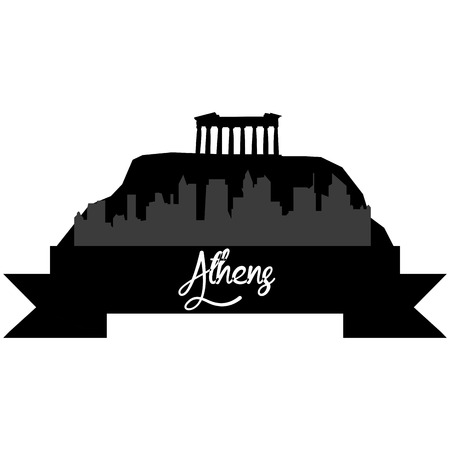 Isolated silhouette of a skyline of Athens and its monuments. Vector illustrationのイラスト素材