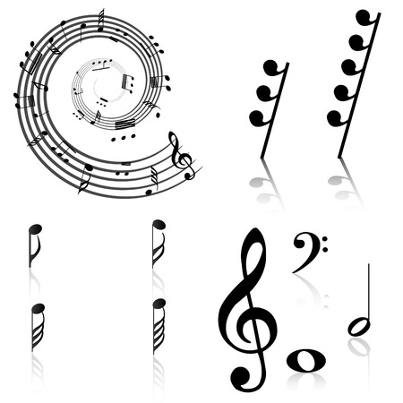 Group of musical notes on a white background. Vector illustrationのイラスト素材