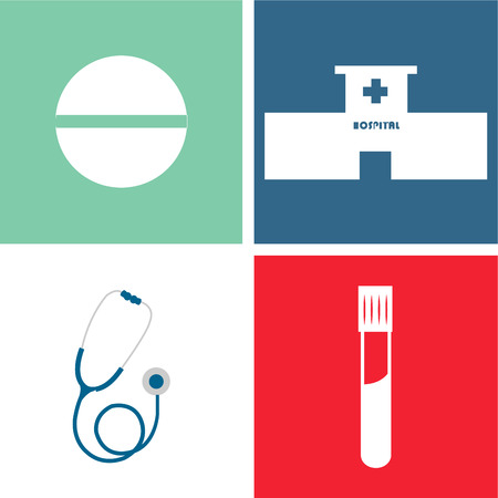Set of medical icons on colored backgrounds. Vector illustrationのイラスト素材