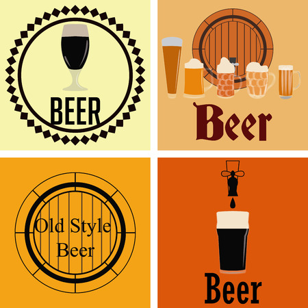 Set of beer backgrounds with different elements. Vector illustrationのイラスト素材