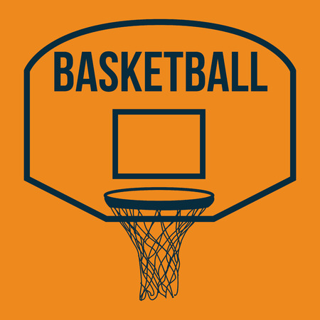 Orange background with text and a basketball net. Vector illustrationのイラスト素材