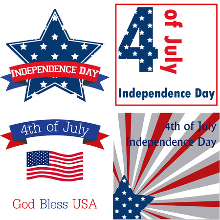 Set of backgrounds for independence day with different elements. Vector illustrationのイラスト素材