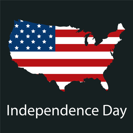 Isolated map of the United States with its flag. Vector illustrationのイラスト素材