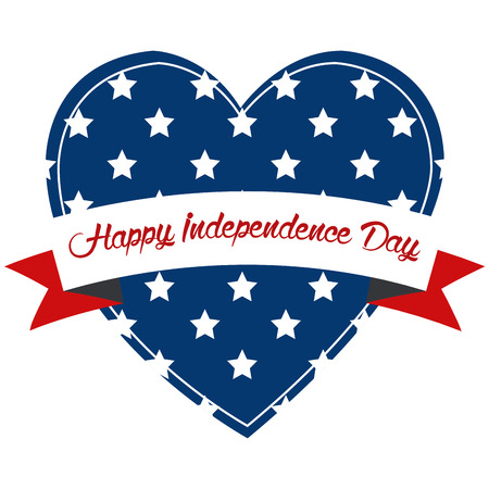 Isolated heart with stars and a ribbon for independence day. Vector illustrationのイラスト素材