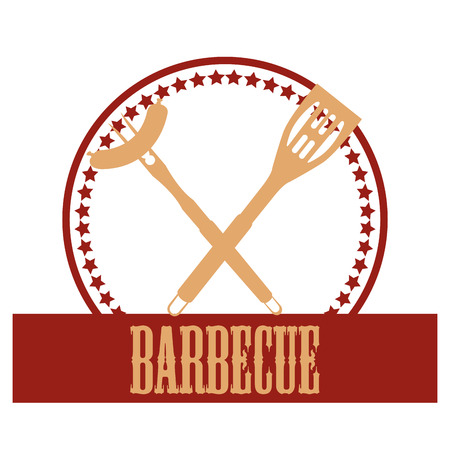 Isolated label with a pair of silverwares and text. Vector illustrationのイラスト素材