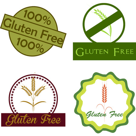 Set of labels with text for gluten free products. Vector illustrationのイラスト素材