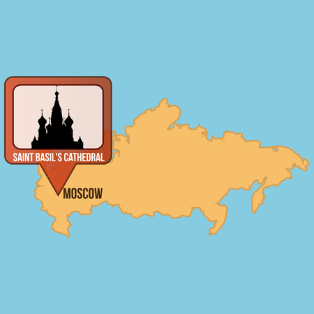 Isolated map of russia with the saint basil's Cathedral. Vector illustrationのイラスト素材