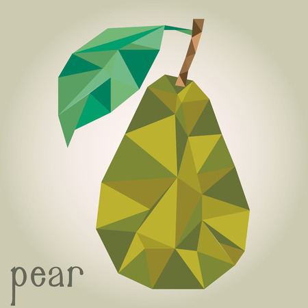 Isolated pear on a white background. Low Poly. Vector illustrationのイラスト素材