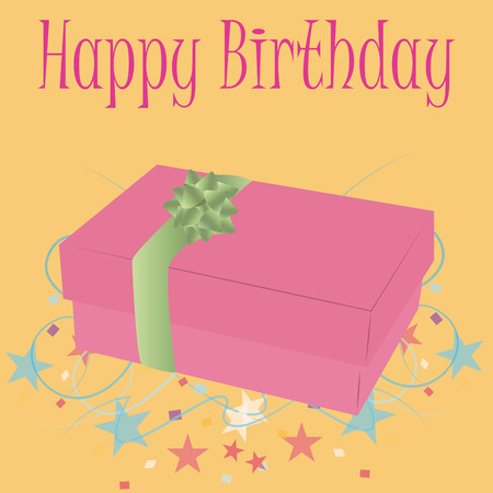 Isolated birthday present on a colored background with stars. Vector illustrationのイラスト素材