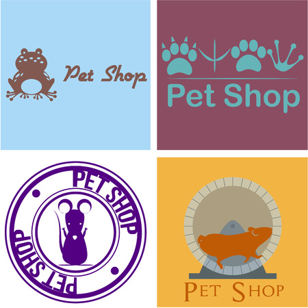 Set of labels and backgrounds with text and pet elements. Vector illustrationのイラスト素材