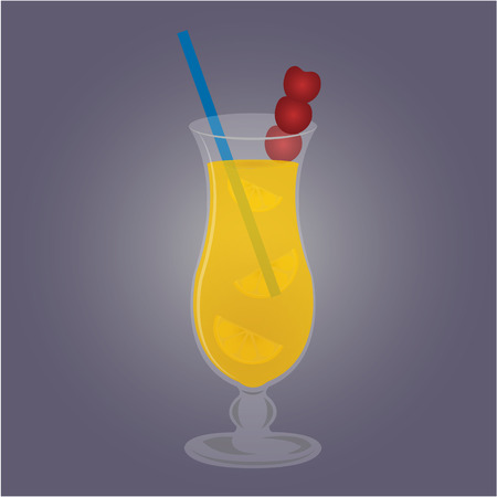 Isolated cold cocktail on a colored background. Vector illustrationのイラスト素材