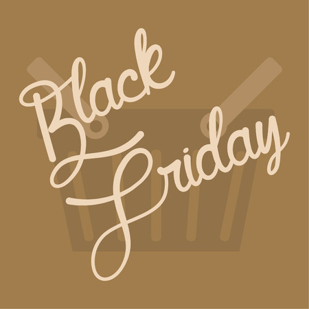 Brown background with text and a silhouette of a shopping basket. Vector illustrationのイラスト素材