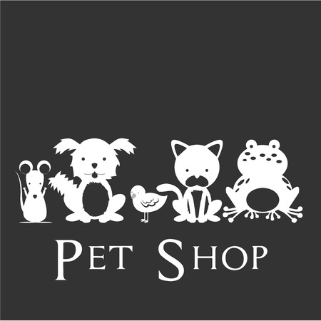 Colored background with text and silhouettes of animals. Vector illustrationのイラスト素材