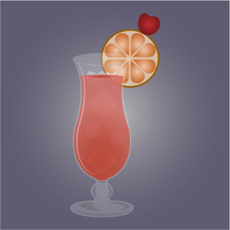 Isolated cold cocktail on a colored background. Vector illustrationのイラスト素材