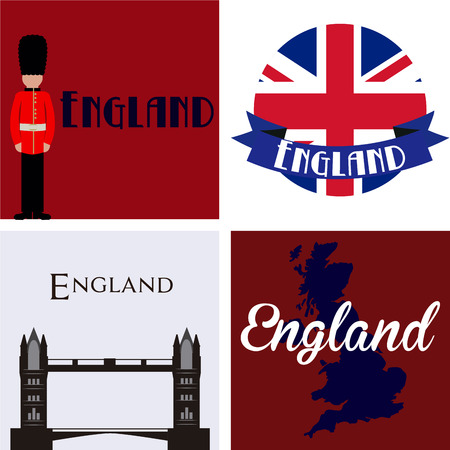 Set of backgrounds and labels with text and british elements. Vector illustrationのイラスト素材
