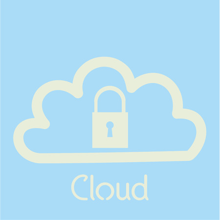 Colored background with text for data protection in cloud computing. Vector illustration