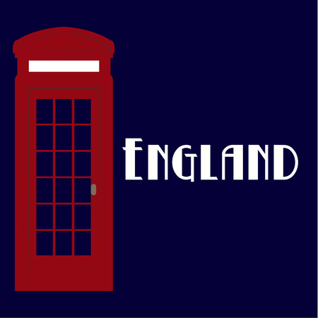 Blue background with text and a telephone cabine. Vector illustrationのイラスト素材