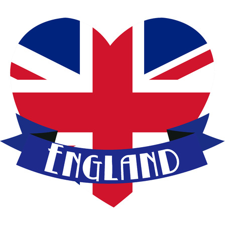 Isolated heart with the United kingdom flag and a ribbon with text. Vector illustrationのイラスト素材