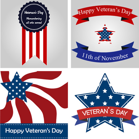 Set of backgrounds with text for veteran's day. Vector illustrationのイラスト素材