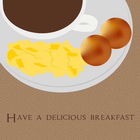 Isolated breakfast with scrambled eggs on a textured background. Vector illustrationのイラスト素材