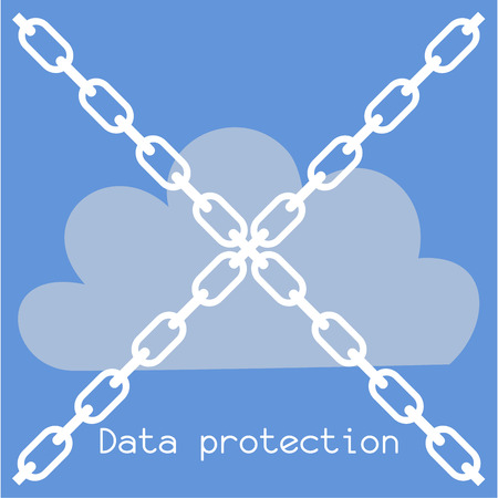 Colored background with text for data protection in cloud computing. Vector illustrationのイラスト素材