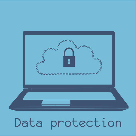 Colored background with text for data protection in cloud computing. Vector illustrationのイラスト素材