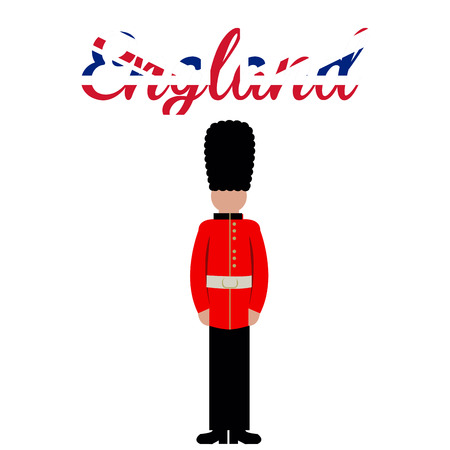 White background with text and a royal british soldier. Vector illustrationのイラスト素材