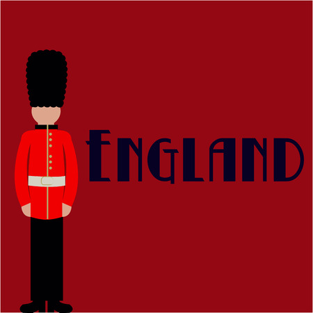 Isolated royal soldier on a red background. Vector illustrationのイラスト素材