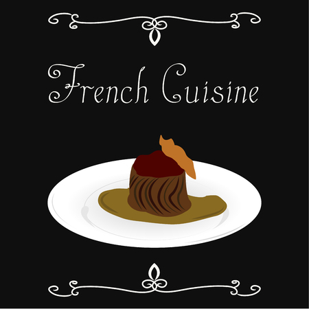 Isolated french traditional food on a black background. Vector illustrationのイラスト素材