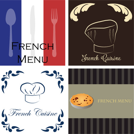 Set of menu designs with text and different elements. Vector illustrationのイラスト素材