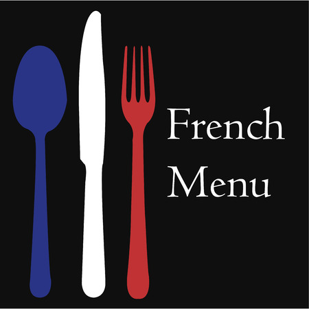 Black background with text and silverwares. Vector illustrationのイラスト素材