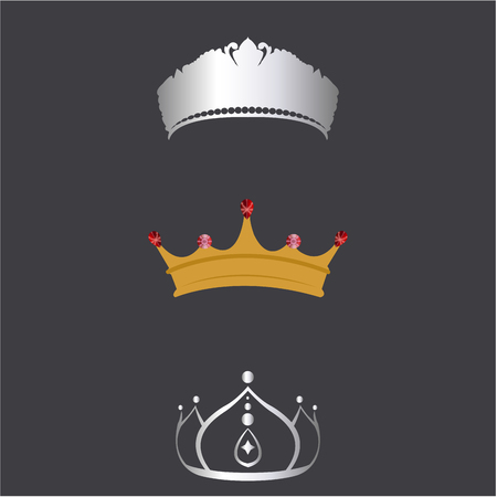 Set of royal crowns on a colored backgroundのイラスト素材