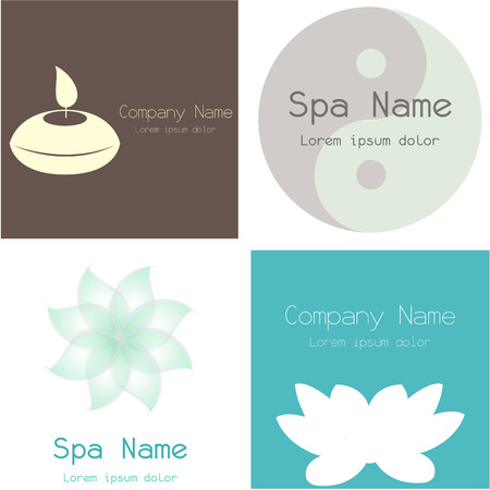 Set of colored background with text and spa iconsのイラスト素材
