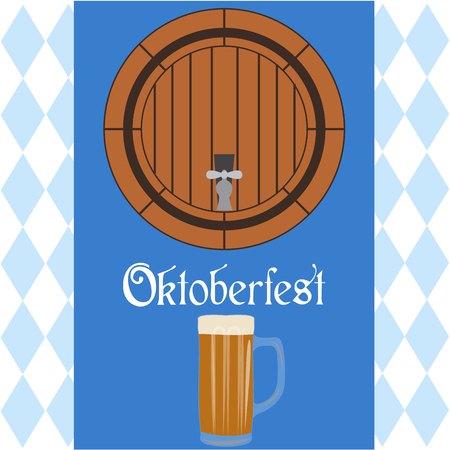 Colored background with text and traditional elements for oktoberfestのイラスト素材