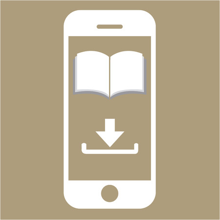Colored background with an e-book icon. Vector illustrationのイラスト素材