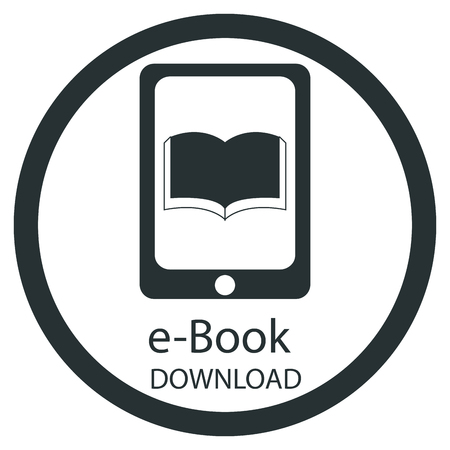 White background with an e-book icon. Vector illustrationのイラスト素材