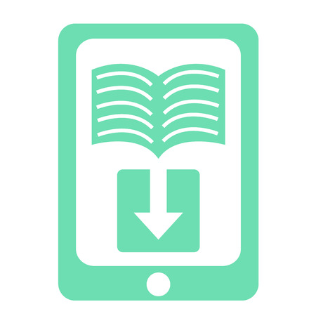 White background with an e-book icon. Vector illustrationのイラスト素材