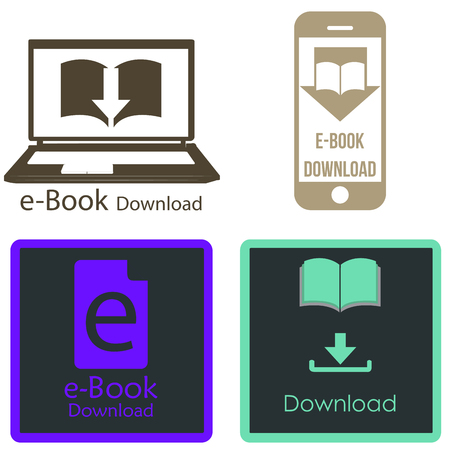 Set of colored backgrounds with e-book icons. Vector illustrationのイラスト素材