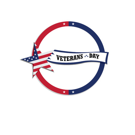 Isolated label with text and colors for veteran's dayのイラスト素材