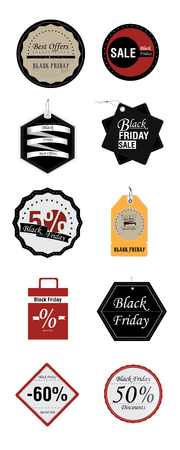 Set of black friday labels on a white backgroundのイラスト素材