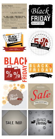 Set of different backgrounds with text for black fridayのイラスト素材