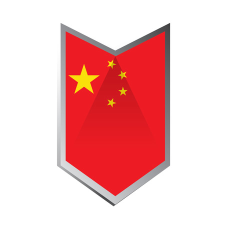 A geometric badge with the chinese flag on a white backgroundのイラスト素材